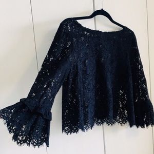 CLUB MONACO navy lace top